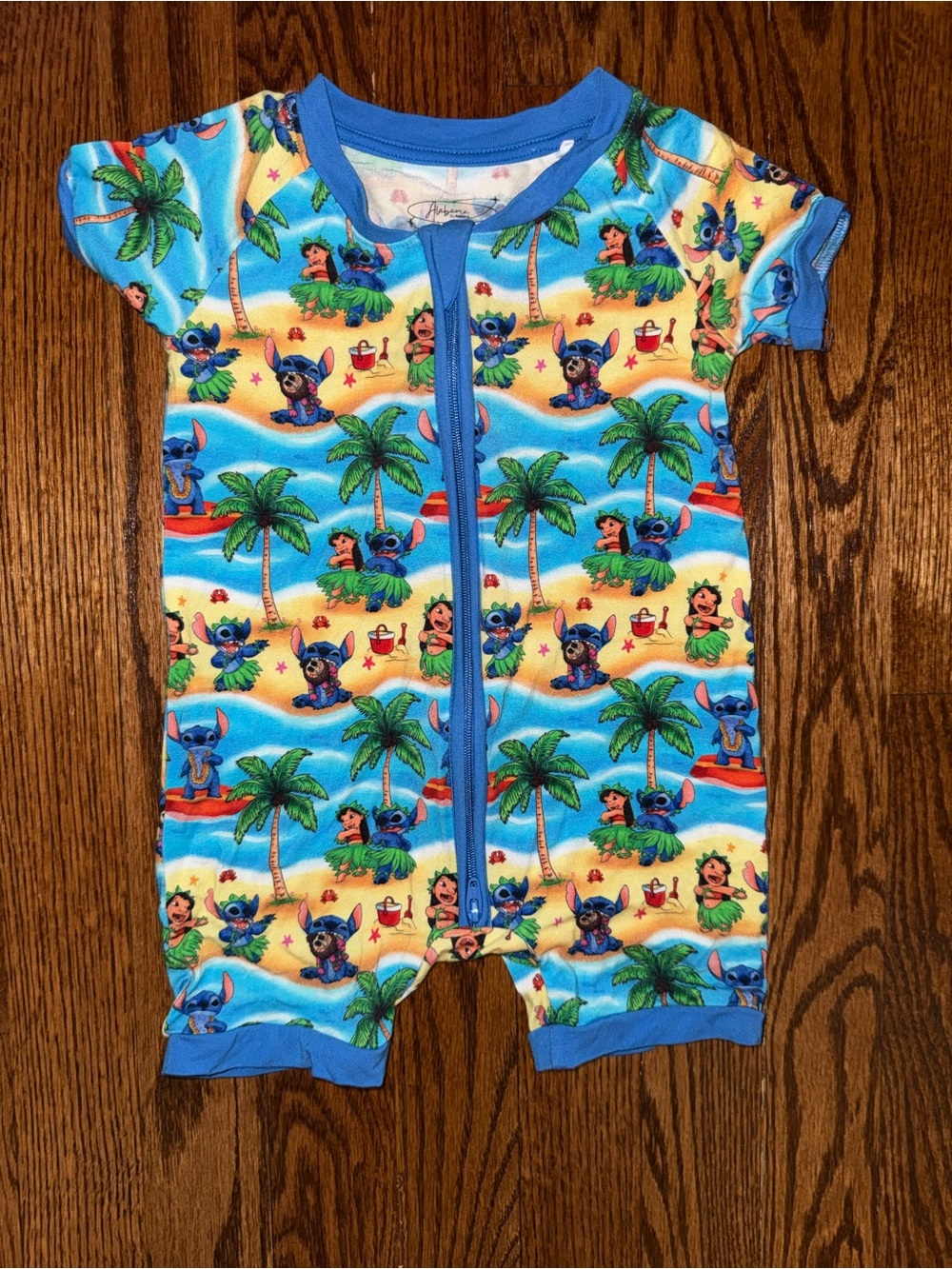 Bamboo Lilo & Stitch Blue Tropical Short-Sleeve Kids One-Piece